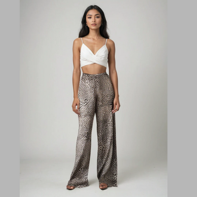 Rikke | Leopard Bredde Bukser