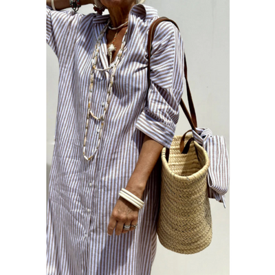 Karolina | Klassisk Stripete Skjortekjole