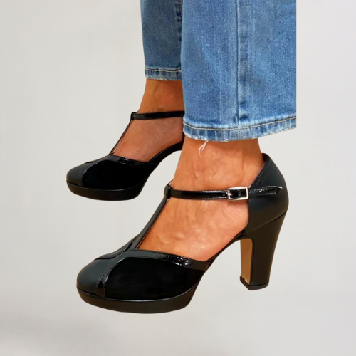 Elgunn | Klassiske T-rem pumps med platå og høy hæl