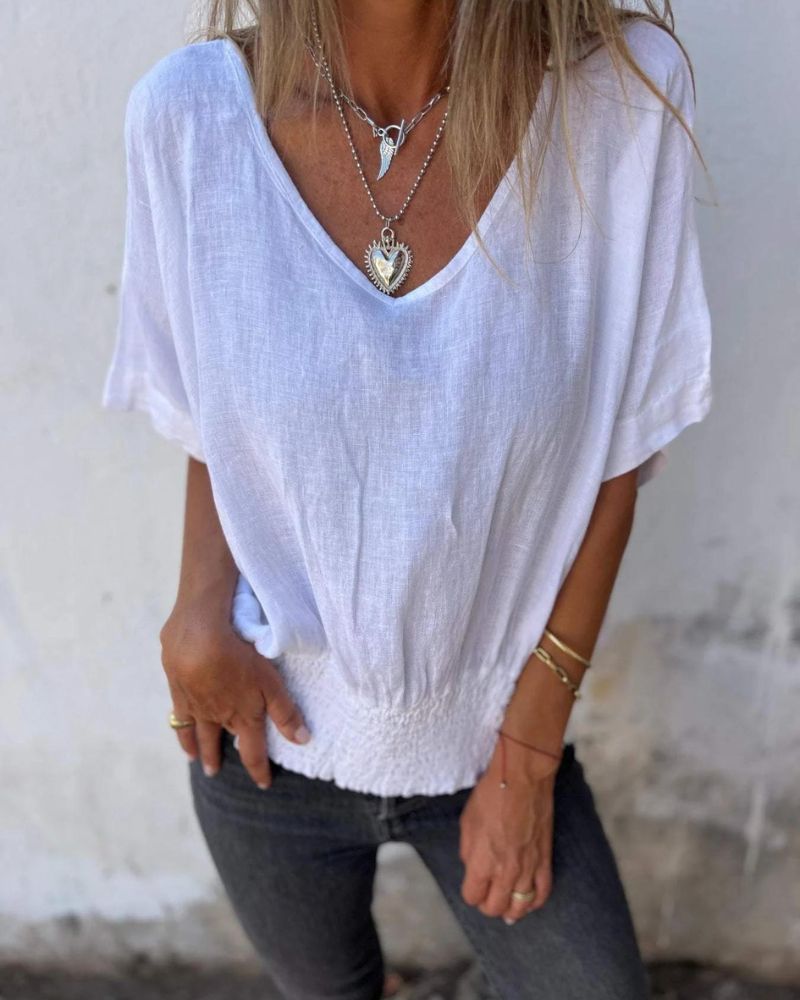 Hildur | Avslappet bluse i Ibiza-stil med V-hals