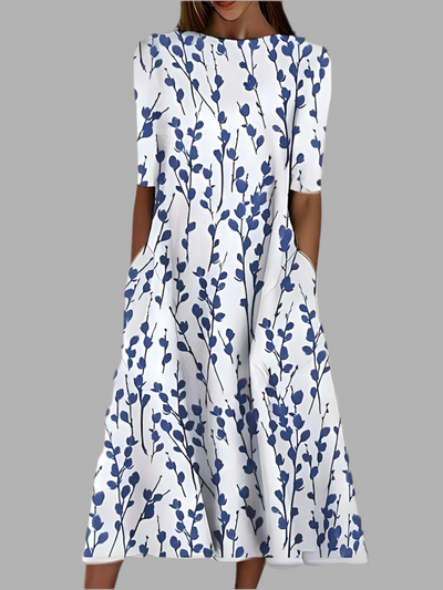 Eilov | A-Linje Kjole Med Kunstnerisk Bladtrykk