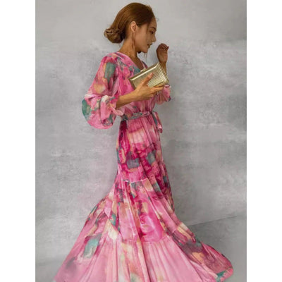 Anne lise | Plisserte V-hals maxi-kjole