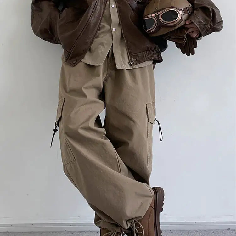 Autumn Retro Wide Leg Basic Workwear Pants